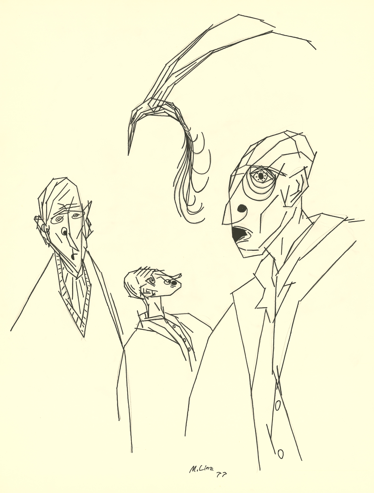 <i>Bird Watching</i><br>Ink on paper<br>24 X 18 Inches<br>July - 1977<br>