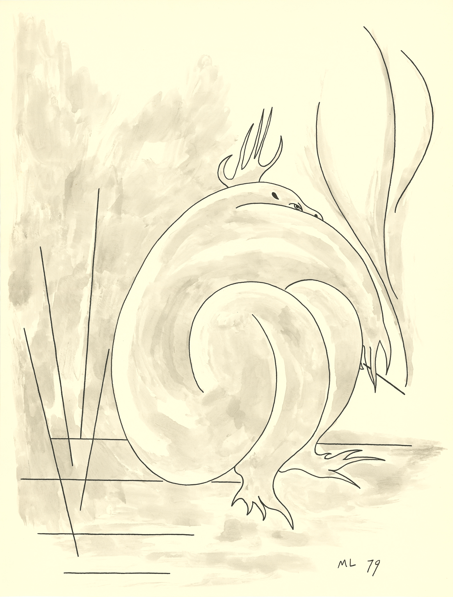 <i>Life In The Smokehouse</i><br>Ink on paper<br>24 X 18 Inches<br>Dated - 1979<br>