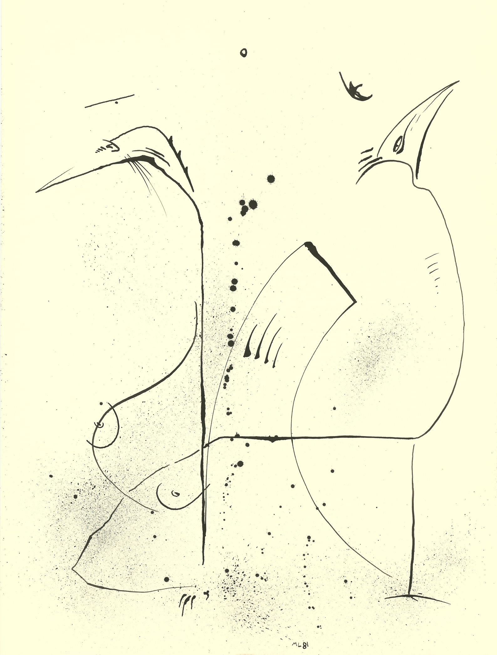<i>Steeds</i><br>Ink on paper<br>24 X 18 Inches<br>December - 1981<br>