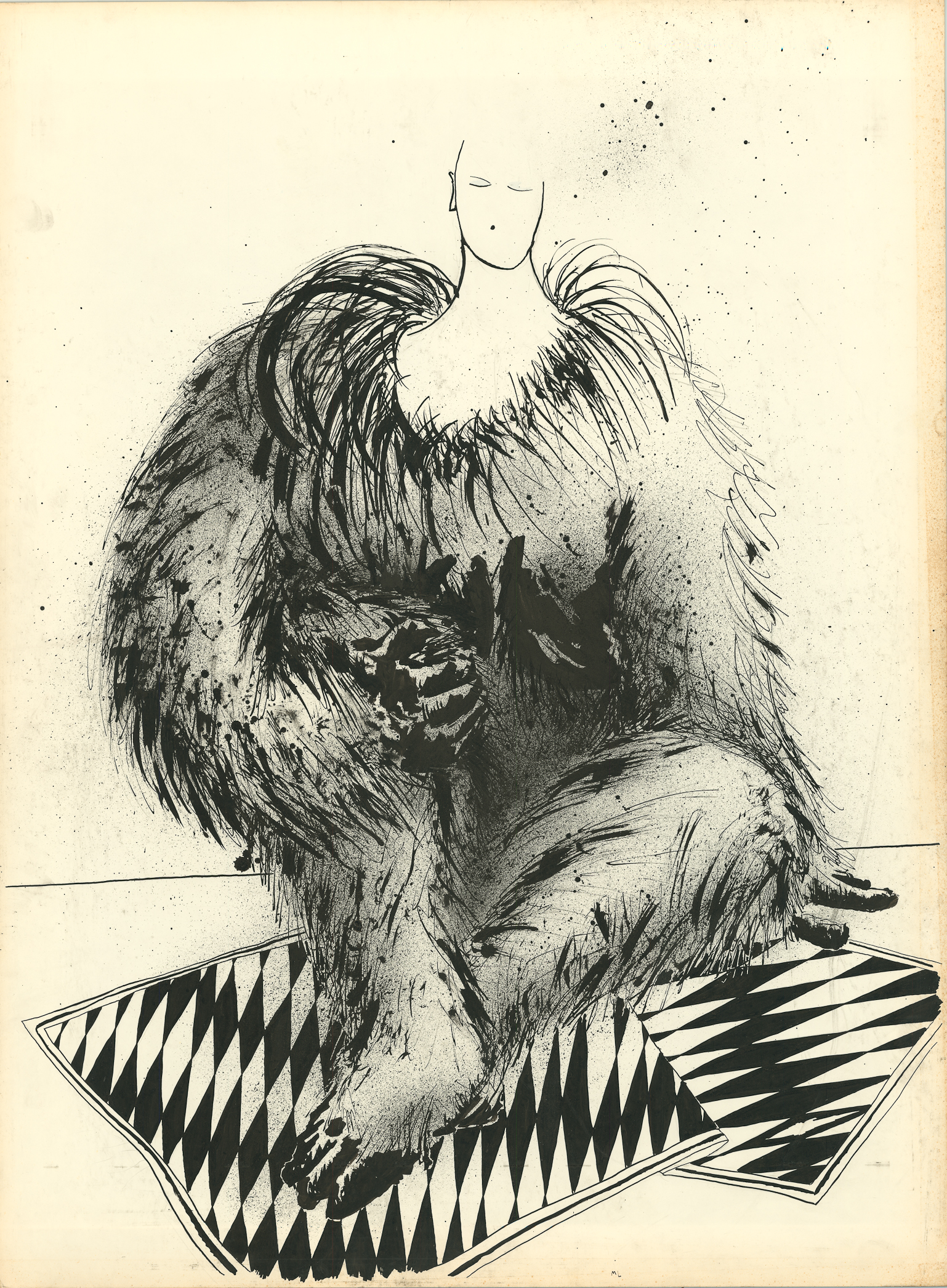 <i>Gorilla</i><br>Ink on illustration board<br>40 X 30 Inches<br>July - 1982<br>