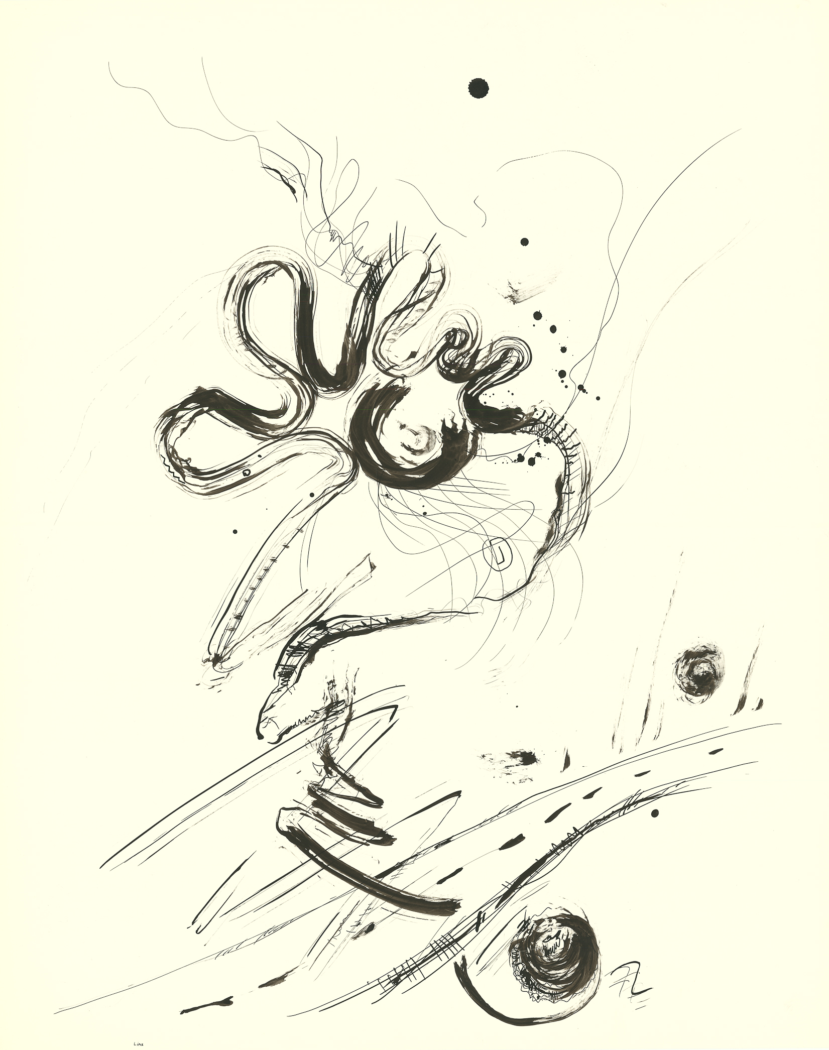 <i>April 1984 # 1</i><br>Ink on poster board<br>April 1984 Series<br>29 X 23 Inches<br>Dated - 1984<br>