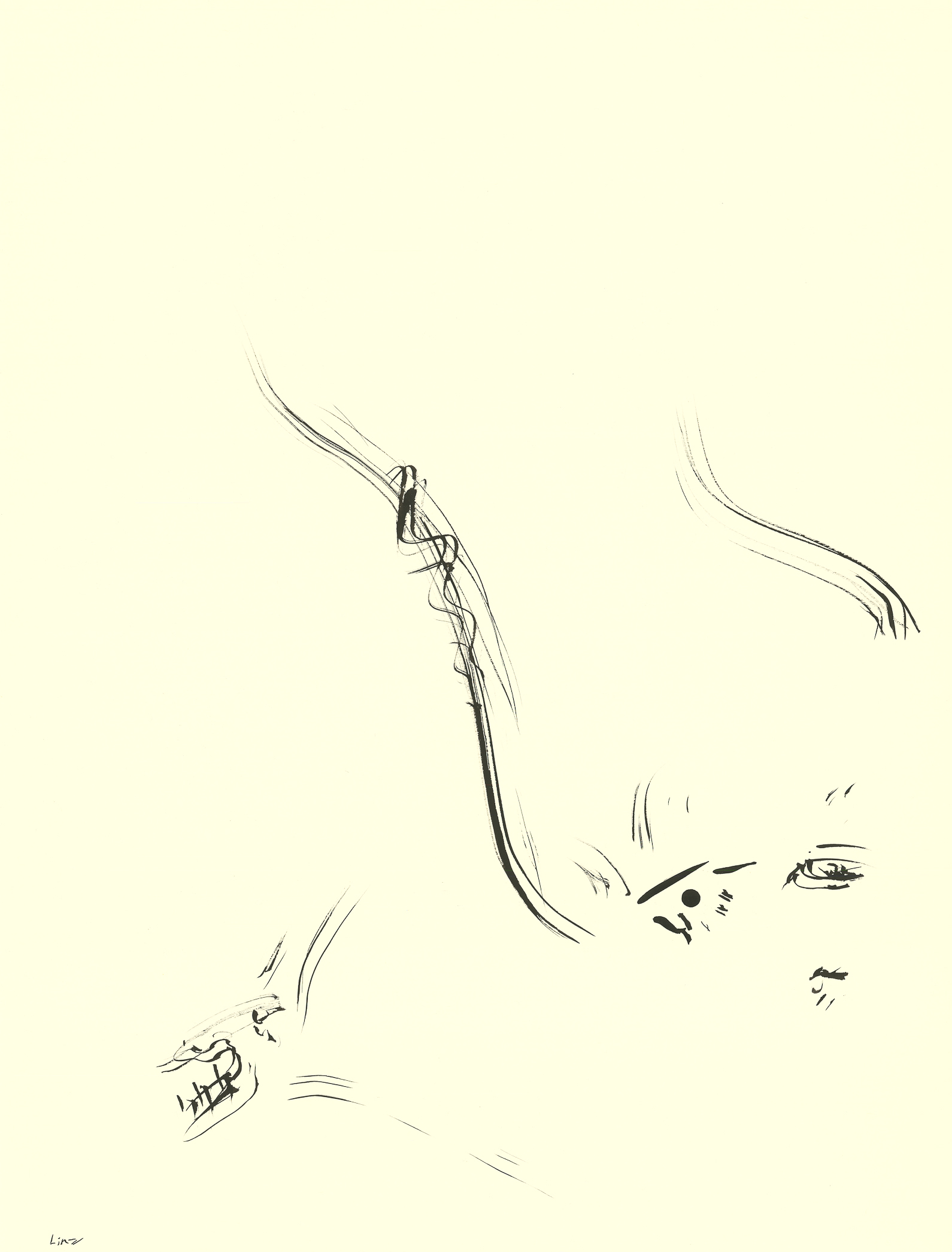 <i>2 Dog Heads (3)</i><br>Ink on paper<br>2 Dogs Series<br>24 X 18 Inches<br>May - 1984<br>