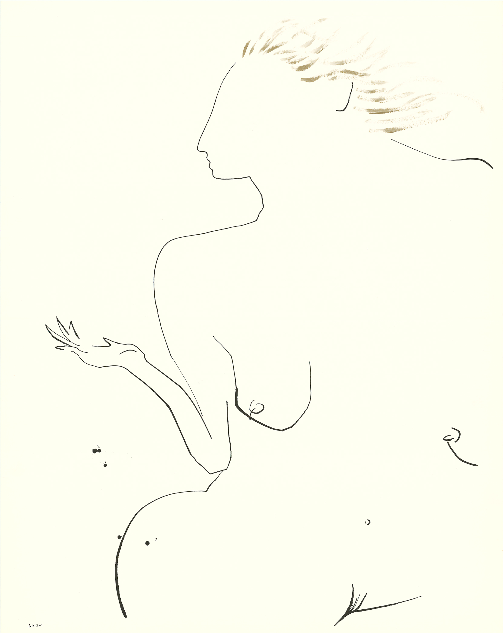 <i>Bronze Nudes # 1</i><br>Acrylic and ink on poster board<br>Bronze Nudes Series<br>28-1/2 X 22-1/2 Inches<br>November - 1984<br>